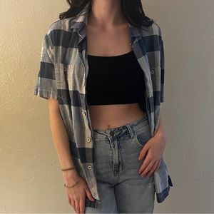 plaid blue button down